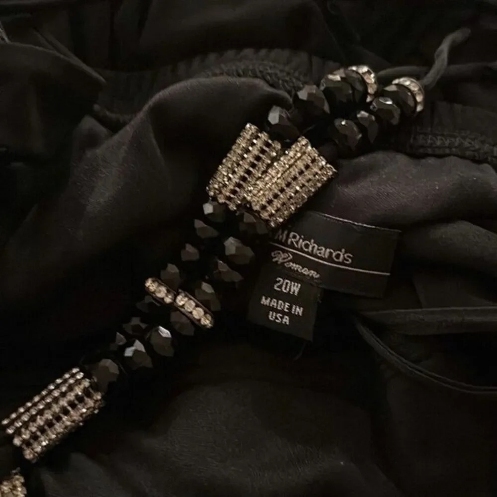R&M Richards Women Black Halter Dress Beaded Neckline Formal Gown Size 20 - Picture 6 of 8
